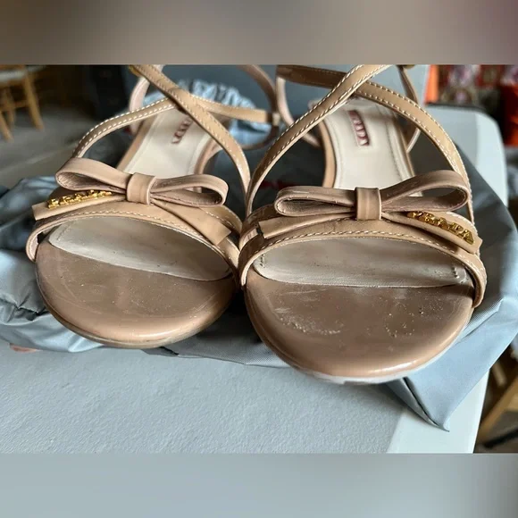 Prada Women's Tan Strappy Wedges - Picture 2 of 7